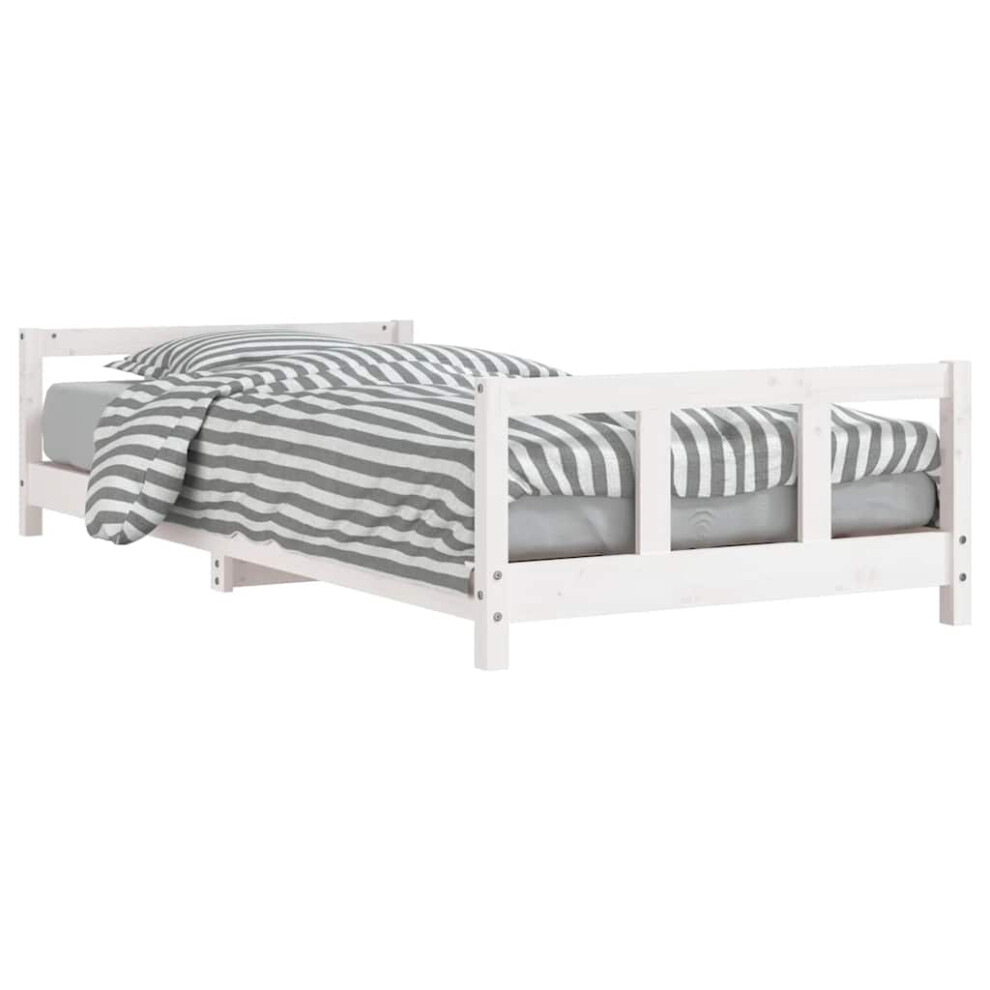Vidaxl Kids Bed Frame Wooden Bed Base Bedstead White 90X200 Cm Solid Wood Pine