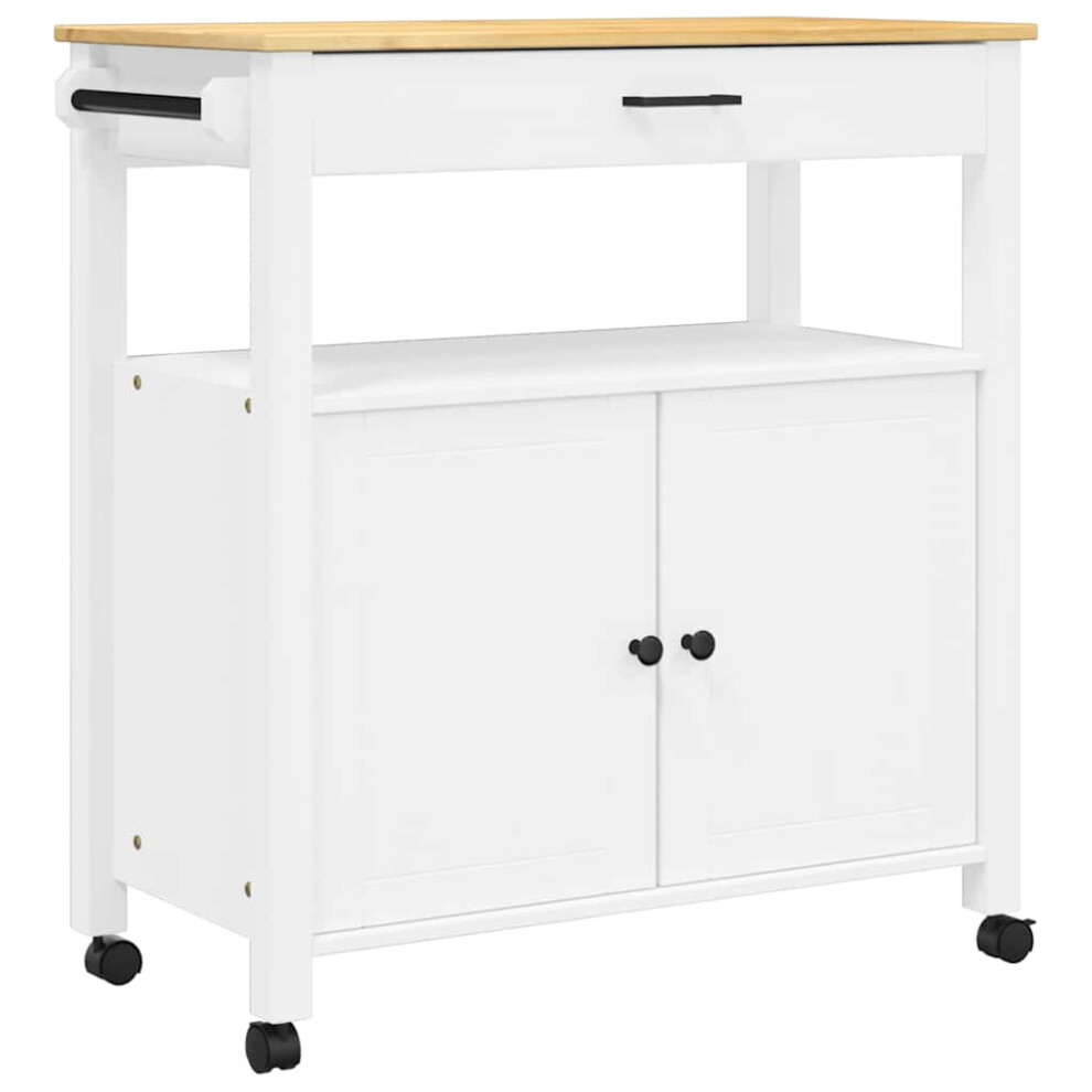 New Vidaxl (, 84 X 40 X 90 Cm) Kitchen Trolley Rolling Cart Storage Cart Trolley Monza Solid Wood Pine White