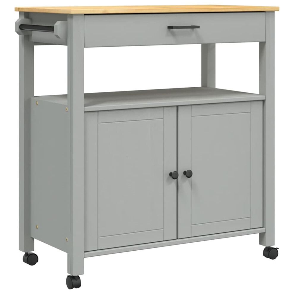 Vidaxl (Grey, 84 X 40 X 90 Cm) Kitchen Trolley Rolling Cart Storage Cart Trolley Monza Solid Wood Pine