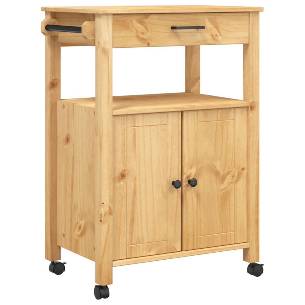 Vidaxl (Brown, 60 X 40 X 90 Cm) Kitchen Trolley Rolling Cart Storage Cart Trolley Monza Solid Wood Pine