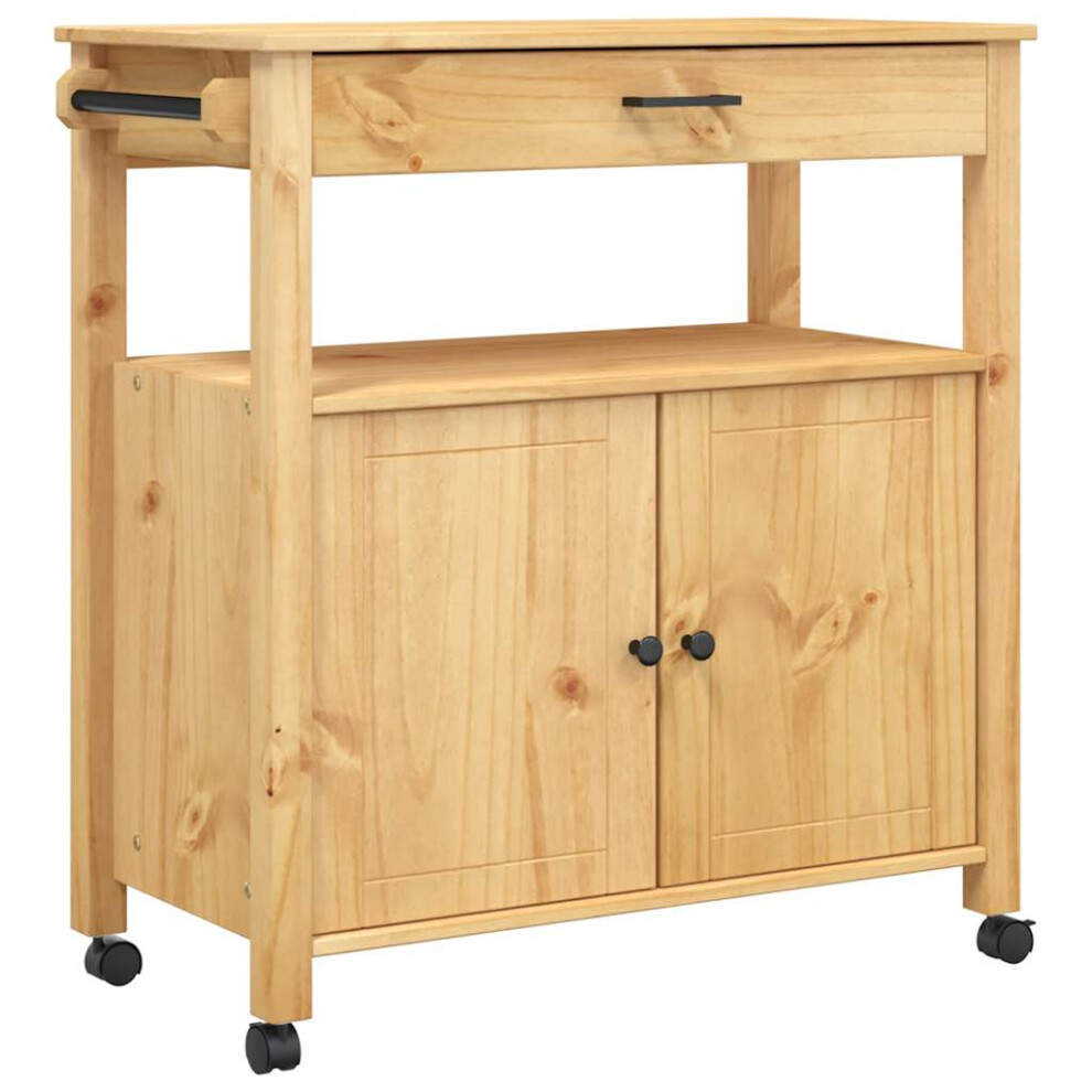 New Vidaxl (, 84 X 40 X 90 Cm) Kitchen Trolley Rolling Cart Storage Cart Trolley Monza Solid Wood Pine Brown