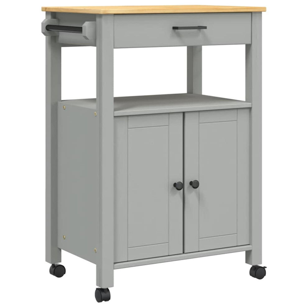 Vidaxl (Grey, 60 X 40 X 90 Cm) Kitchen Trolley Rolling Cart Storage Cart Trolley Monza Solid Wood Pine