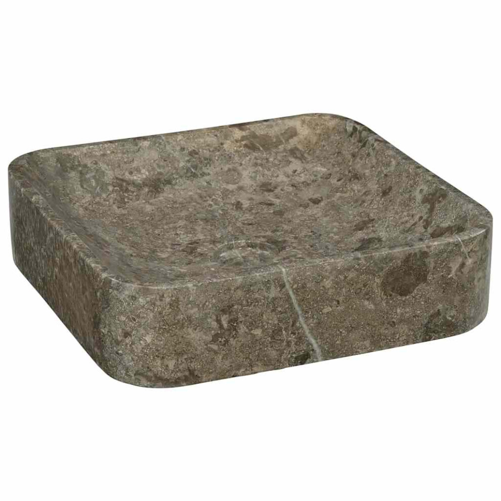 Vidaxl Sink Grey 40X40x10 Cm Marble Natural Stone Basin Washroom Bathroom