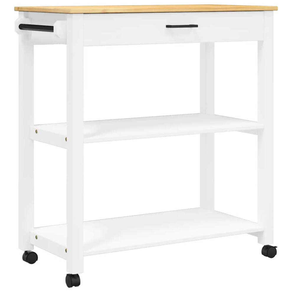 New Vidaxl (, 84 X 40 X 90 Cm) Kitchen Trolley Rolling Cart Storage Cart Trolley Monza Solid Wood Pine White