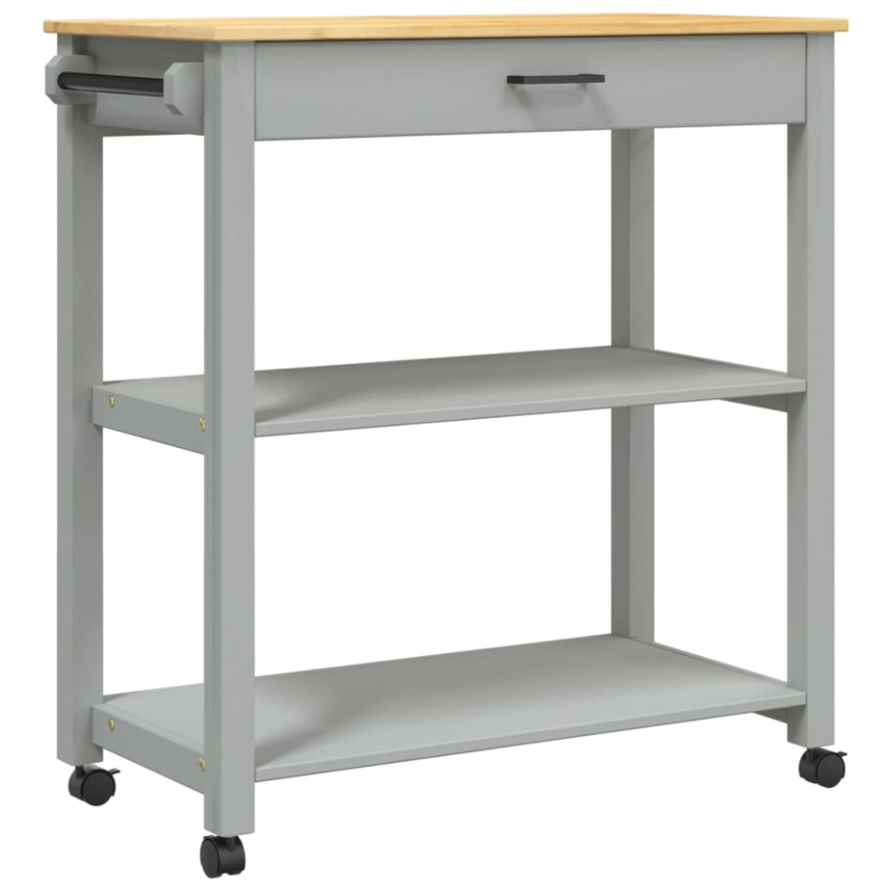 Vidaxl (Grey, 84 X 40 X 90 Cm) Kitchen Trolley Rolling Cart Storage Cart Trolley Monza Solid Wood Pine