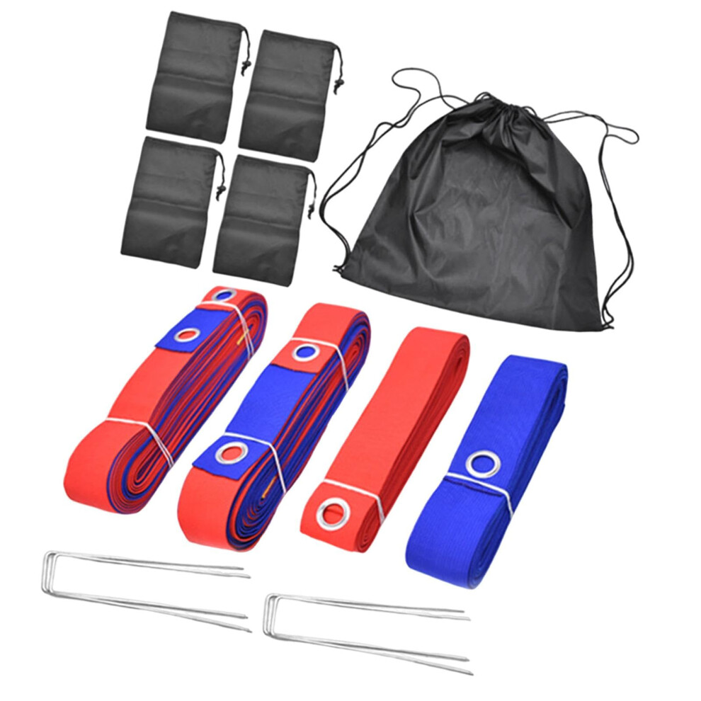 Beach Volleyball Court Boundary Lines Set 16.9M and 8.9M Lightweight Outdoor Accessories with Red and Blue Sandbags-image-OPC-PJZXPBG-NEW