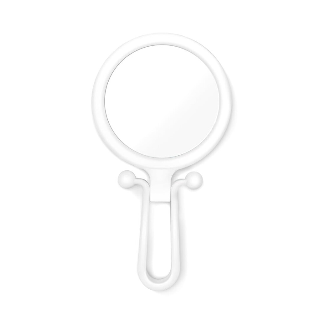 Cosmetic Hand Mirror, Double-Sided, Magnifying, Non-Slip, Lightweight Plastic Makeup Mirror, Compact Size