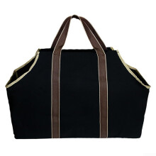 Durable Canvas Log Carrier with Comfortable Grips for Easy Outdoor Use, Black, Heavy-Duty, 36x14 Inches