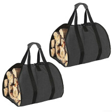 Reliable and Stable Firewood Carrier Bag Set, 2-Piece, Foldable, Waterproof Design, Black Color