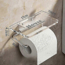 (BRONZE) Luxury Gold Toilet Paper Holder with Shelf No Punching Acrylic Roll Paper Holder Tissue Hanger Bathroom Accessories Bathroomp