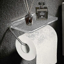 (Silver) Luxury Gold Toilet Paper Holder with Shelf No Punching Acrylic Roll Paper Holder Tissue Hanger Bathroom Accessories Bathroomp