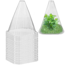 Garden Bells for Plant Care - 20 Pack Transparent Plastic Bell Dome Covers for Winter Frost Protection Against Birds and Pests