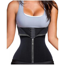 (3XL, black) 3 Clip&1 Zip 6 Steel Boned Waist Trainer Corset Sport Workout Body Shaper Tummy Control