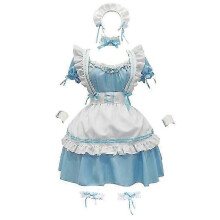 (4XL, Blue) Anime French Maid Apron Lolita Fancy Dress Cosplay Costume Set for Womenq