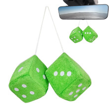 Multicolored Fur Cube Car Hanging Decoration - 3D Plush Toy Accessory for Rearview Mirror, Universal Fit for All Cars