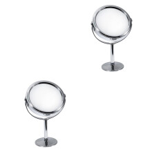 2 x Desktop Rotating Mirror Small LED Makeup Mirror with Magnifying Glass for Dresser Portable Double-Sided Beauty Mirror