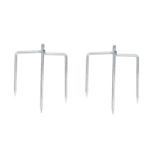 Fishing Umbrella Set of 2, Outdoor Sunshade Holders, Windproof Steel Anchors, Silver Iron Umbrella Stands for Easy Installation