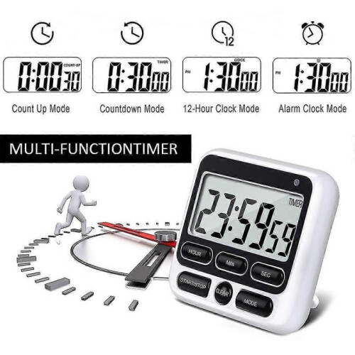 Large Lcd Digital Kitchen Timer Countdown 24 Hours Magnetic Timer, Student And Child Learning Reminder Timer. (Black) 2