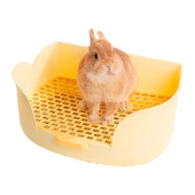Corner Litter Box Large Semi-Enclosed 15.24" with Spray Protection for Small Animals and Bunny Bedding