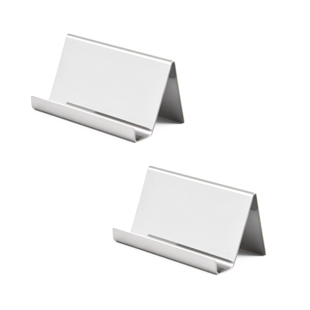 Stainless Steel Business Card Holder Set of 2, Silver Office Desk Card Stand and Phone Holder for Hotel Reception-image-OPC-PJZXVCY-NEW