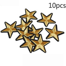 (10pcs, gold) 10PCS Stars Embroidered Patches Sew Iron On Badges For Clothes DIY Appliques Craft Decoration