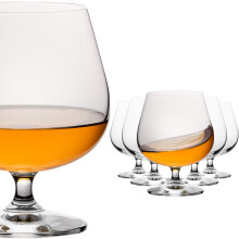 Cognac Glasses Set of 6, 480 ml Crystalline Bulbous Brandy Swivels, Dishwasher Safe Drinkware