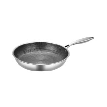Non-Stick Stainless Steel Wok Pan 30cm with Lid Honeycomb Design for Gas, Induction, and Electric Stoves