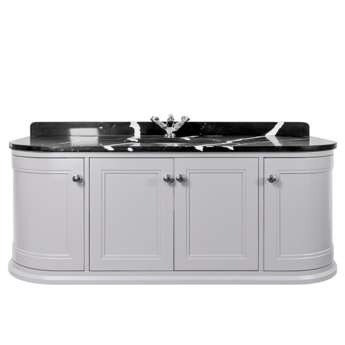 Hatton 1200mm Wall Mounted Grey Vanity Unit, Black Marble Worktop & Ceramic Basin 1