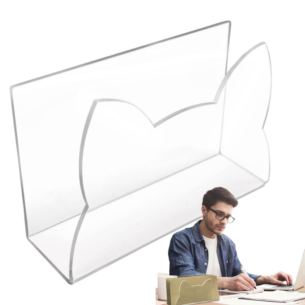 Clear Acrylic Letter Holder - Cat Shape Desk Organizer for Letters and Envelopes, Table Display Rack for Home and Office-image-OPC-PJZXXVC-NEW