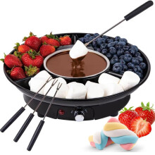 Electric Chocolate Fondue Set with Adjustable Temperature, Removable 9oz Bowl, 4 Steel Forks, Black S'mores Maker