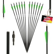 12 x Complete Arrow - Carbon Hybrid 28-32 Inch, Beginner Hunting Arrow for Sports, Recurve & Compound Bows