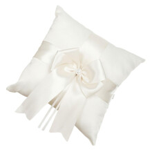 Wedding Cushion for the Ceremony, Decorative Cushion with Bow, White, 30x30 cm, Wedding Celebration Decoration