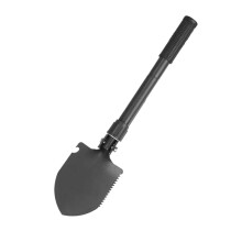 USA Folding Survival Shovel with Pick, Heavy Duty Carbon Steel Entrenching Tool for Camping, Gardening, Off-Road, Snow, Mud, Black-B