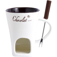 Chocolate Fondue Cup 130ml Red White Ceramic Set for Kitchen Desserts Birthday Snacks with Fondue Candle