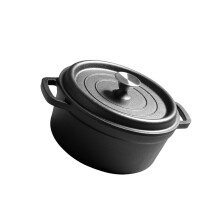 Cast Iron Dutch Oven with Lid, 20 cm Frying Pan for Camping and Kitchen, Double Handle Cookware, Durable and Versatile