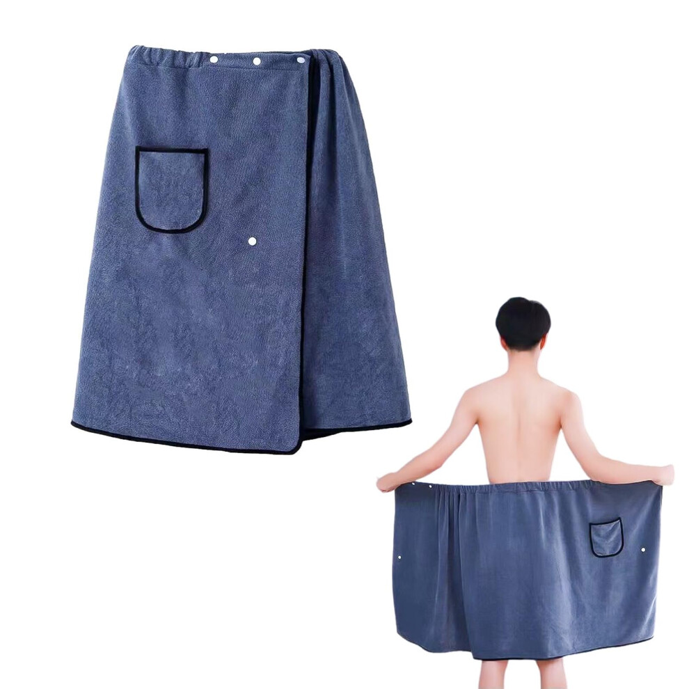 Men's Sauna Towel 70 x 140 cm Sauna Kilt with Press Studs Pockets Adjustable Elastic Towel Dress for Beach Bathing