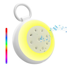 White Noise Machine with Night Light for Babies, USB Rechargeable, 24 Sounds, 7 Color Options, 3 Timer Settings