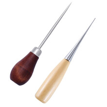 Awl Set of 2 Wooden Handle Leather Sewing Tools for Punching Pricking Needles DIY Crafting 6 Inch Durable Design