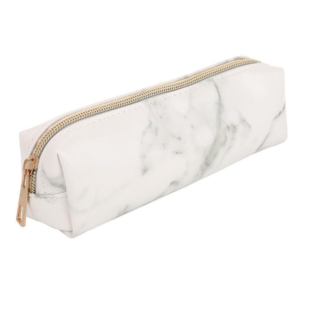 Pencil Case with Zip, Waterproof Marble Pattern, Portable Cosmetic Bag for School Supplies, Ideal Gift for Boys and Girls, White-image-OPC-PJZY5NF-NEW