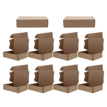 Small Shipping Boxes Pack of 10 Kraft Paper Square Moving Storage Boxes Tear-Resistant Durable for Safe Packaging