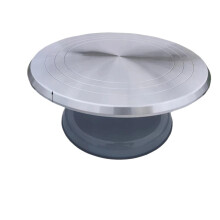 Kuchendrehscheibe 10 Inch Gray Cake Turntable Aluminum Alloy Birthday Cake Rotating Stand for Plastic Ceramic Glass Floral Arrangements