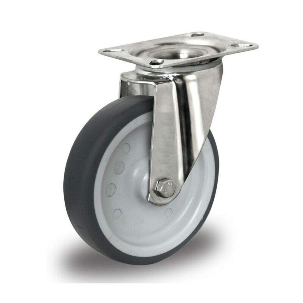 Stainless Steel 80Mm Swivel Castors With Rubber Wheels For Heavy-Duty Transport Applications 6038364613240