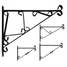 (Extra Large - 18", 2) Elixir Gardens Heavy Duty Wrought Iron Wall Bracket for Hanging Basket S, M, L, XL - Black