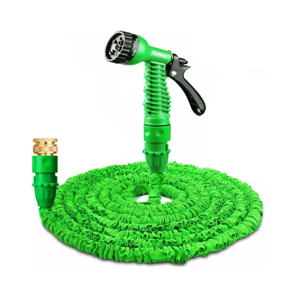 Suplong Garden Hose Expandable Water Pipe 3 Times Expanding 50ft Flexible Magic Hose Pipes Reel With 7 Function Spray/Brass Connector Fittings/Hose Ha