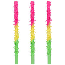 Piñata Sticks Set of 3 for Boys and Girls Birthday Party Supplies, Colorful Paper Party Game Accessories