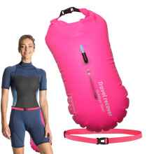 Swimming Buoy - Lightweight Pink Open Water Swimming Float with Adjustable Waist Belt for Safe Adult Training