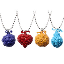 4 Piece Devil Fruit Necklace Set for Cosplay, Rubber Accessories for Ace Luffy in 4 Colors, Durable and Lightweight