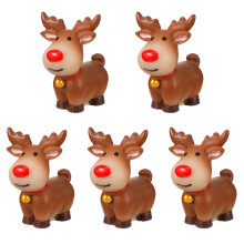 5 Pcs Reindeer Cake Decorations Mini Figures Home Xmas Holiday