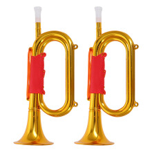 2St Kindermuziek Instrument Plastic Trompet Goud Voor Show En Feest