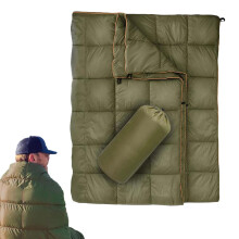 Packable Down Camping Blanket | Lightweight Waterproof Blanket for Indoor Outdoor Travel | Army Green Design